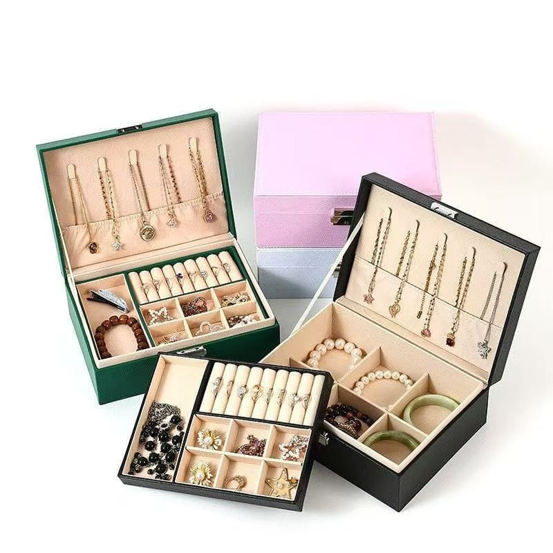 PU Leather Jewelry Storage Organizer, Ring Box and Makeup Case