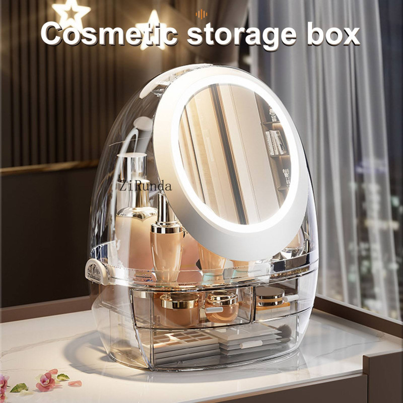 Luxury Cute Makeup Storage Box With LED Light and Mirror