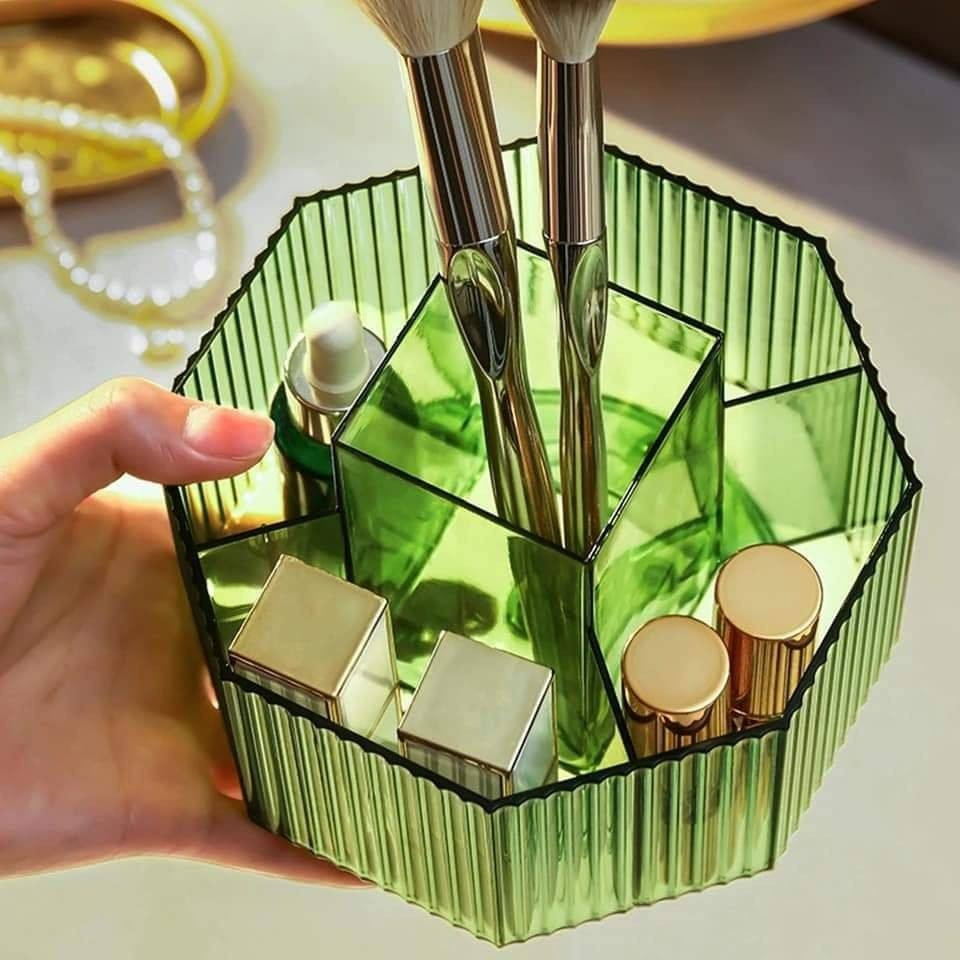 ✅360° Rotating Acrylic Cosmetic Brushes Organizer