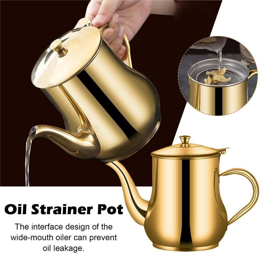 Oil Strainer Pot (Golden)